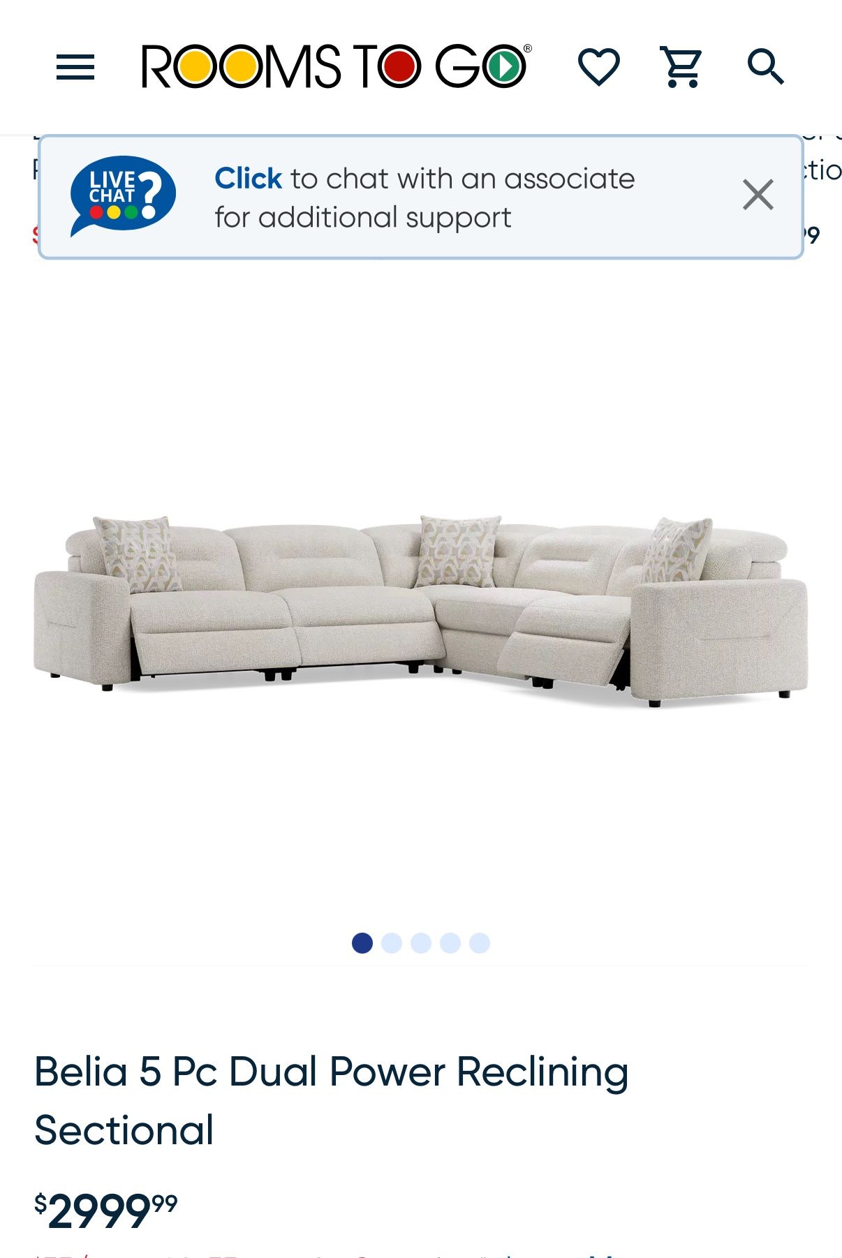 5 Piece Power Recliner Sectional