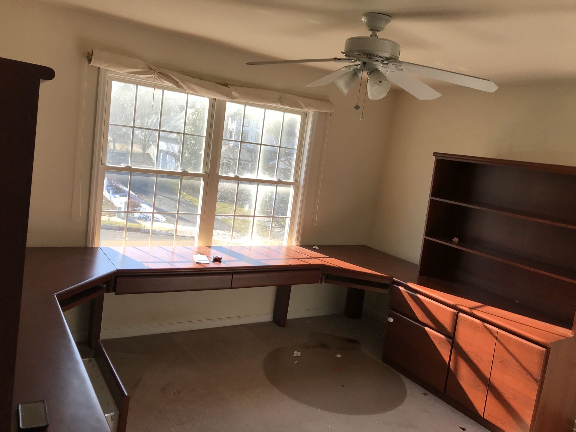 Cherry wood custom office/study desk with bookcases