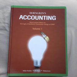 horngren's accounting third custom edition for bmcc volume 1