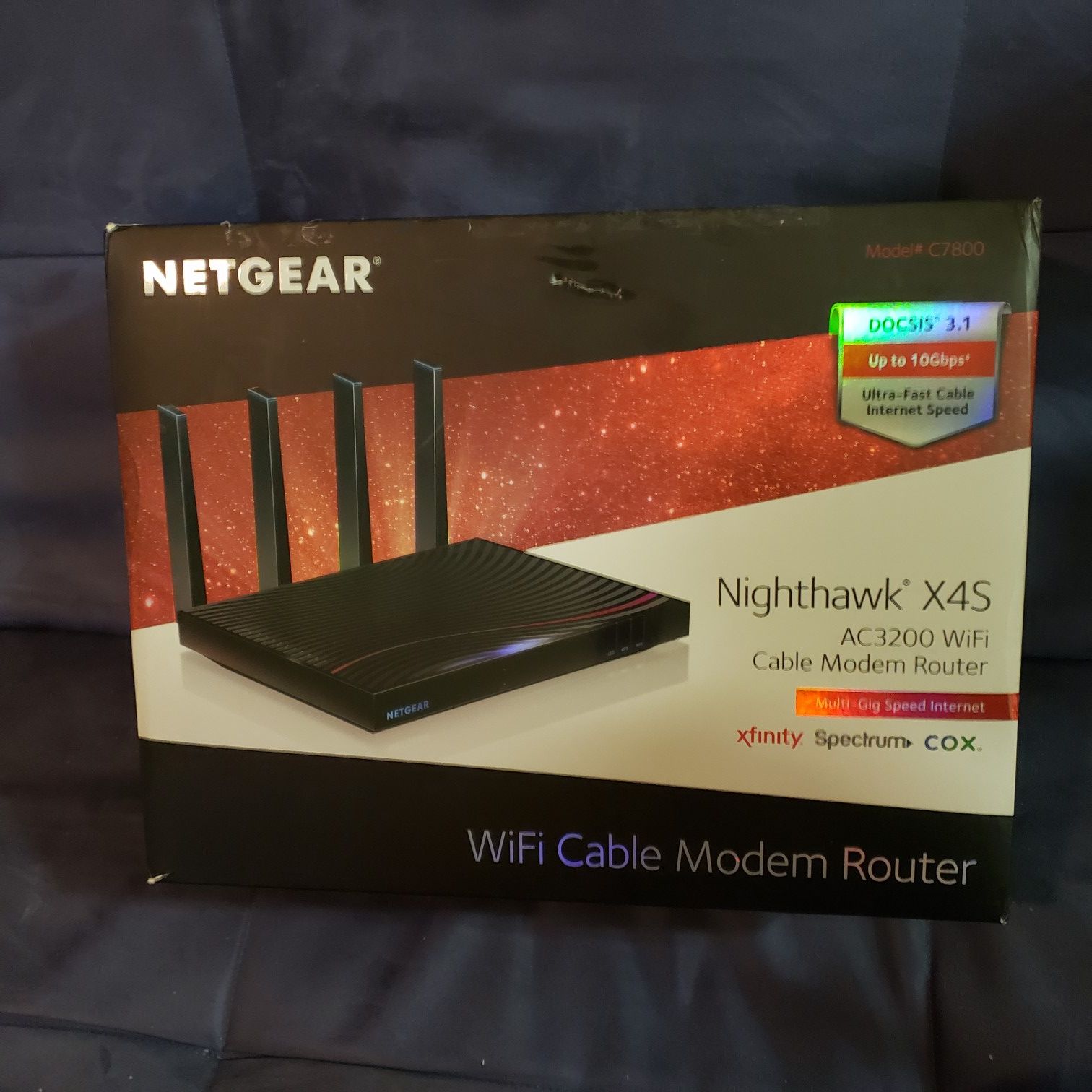 Exellent Used! NETGEAR Nighthawk X4S C7800-200NAS AC3200 Wireless Router Cable Modem