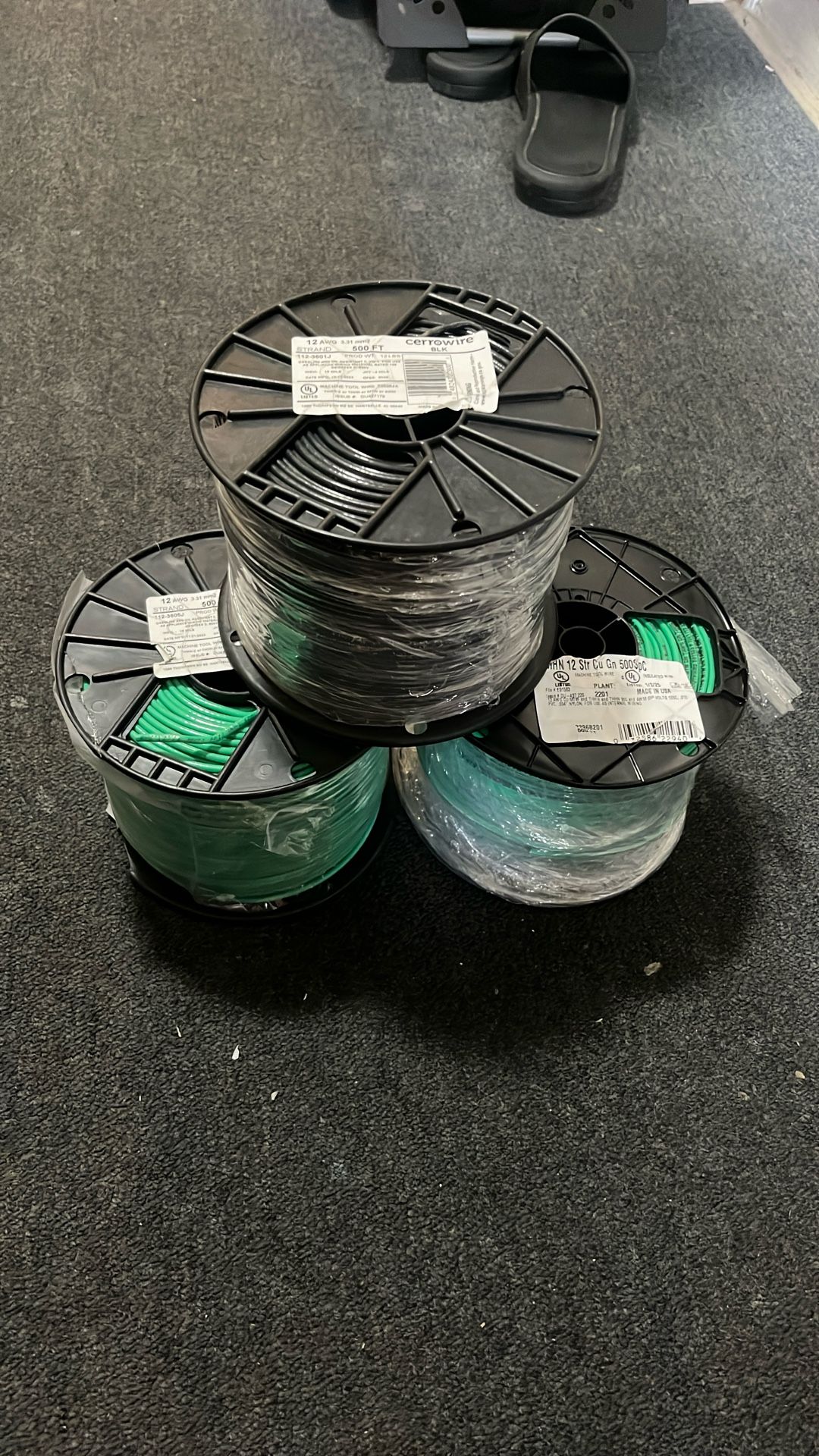 wire  strand  500ft. blk grn  