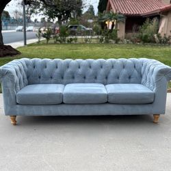 World Market Chesterfield Sofa – Tufted – Modern Blue - Delivery Available