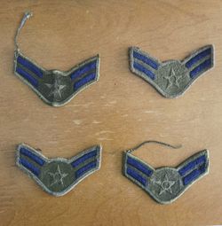 US Air Force Military Airman First Class Patch 4" Green & Blue Lot Of 4