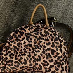 Women Leporard Print Backpack Purse 