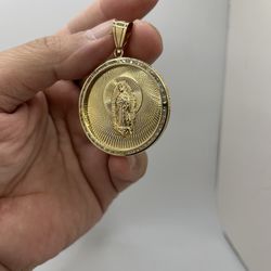 Brand New 10k Gold Double Sided Religious Pendant