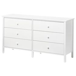 KILBERGET 6-drawer chest, white/anchor/unlock-function, 144x78 cm (56 3/4x30 3/4 ")