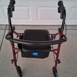 Heavy Duty Rollator Walker with Seat and Brakes
