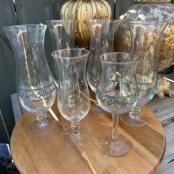 Pat O’Brien’s Hurricane Glasses Mardi Gras Set of 4 Plus 2