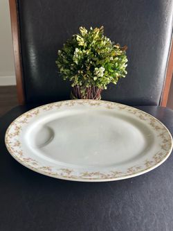 Haviland Limoges France Oval 15 1/2" Serving Platter Pink Roses & Green Garland Schleiger #346 Pattern c.1903yr.