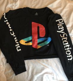 Cropped Black Longsleeve Playstation Shirt