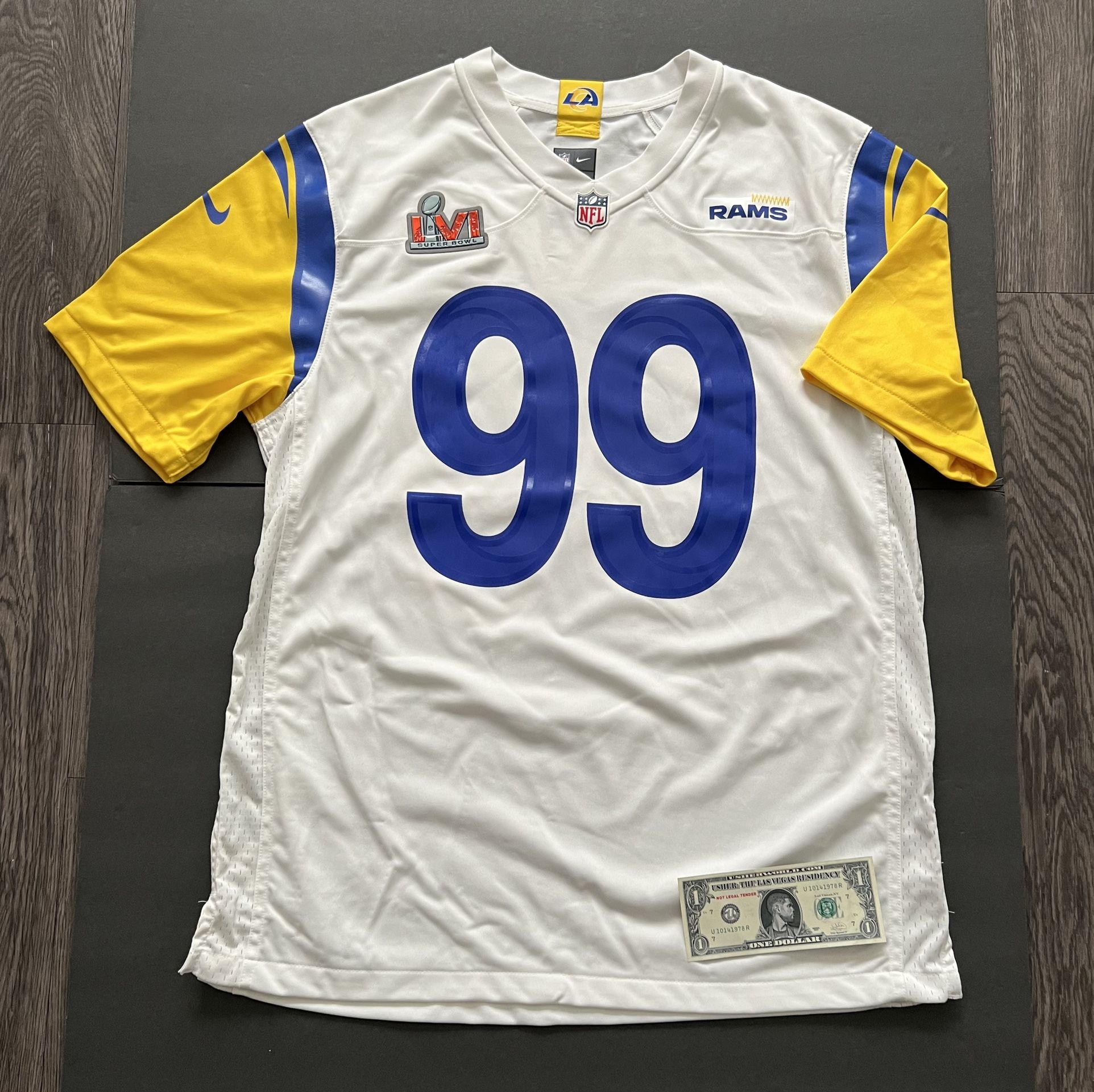 NWOT #99 3XL Nike Aaron Donald White Los Angeles Rams Super Bowl