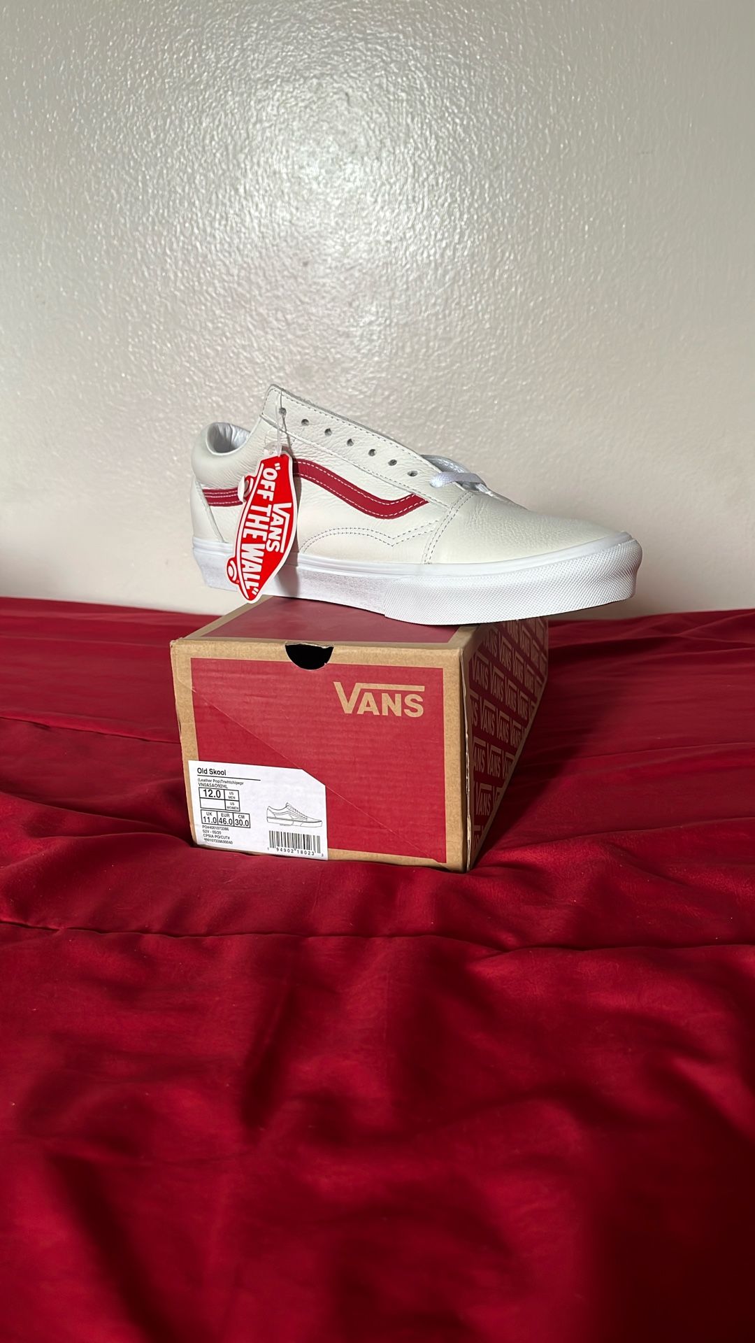 Old Skool Vans (white/off white and red)