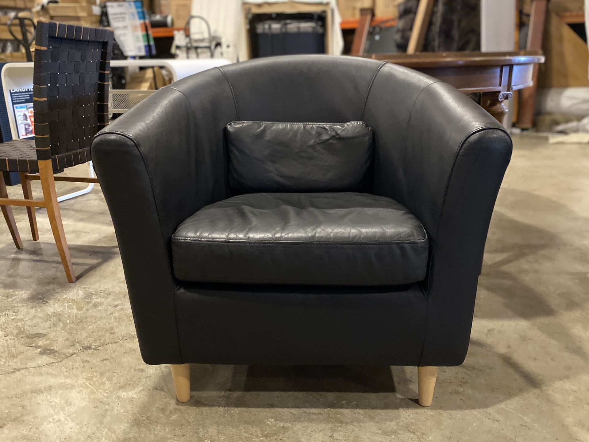 IKEA Tullsta Black Faux Leather Armchair