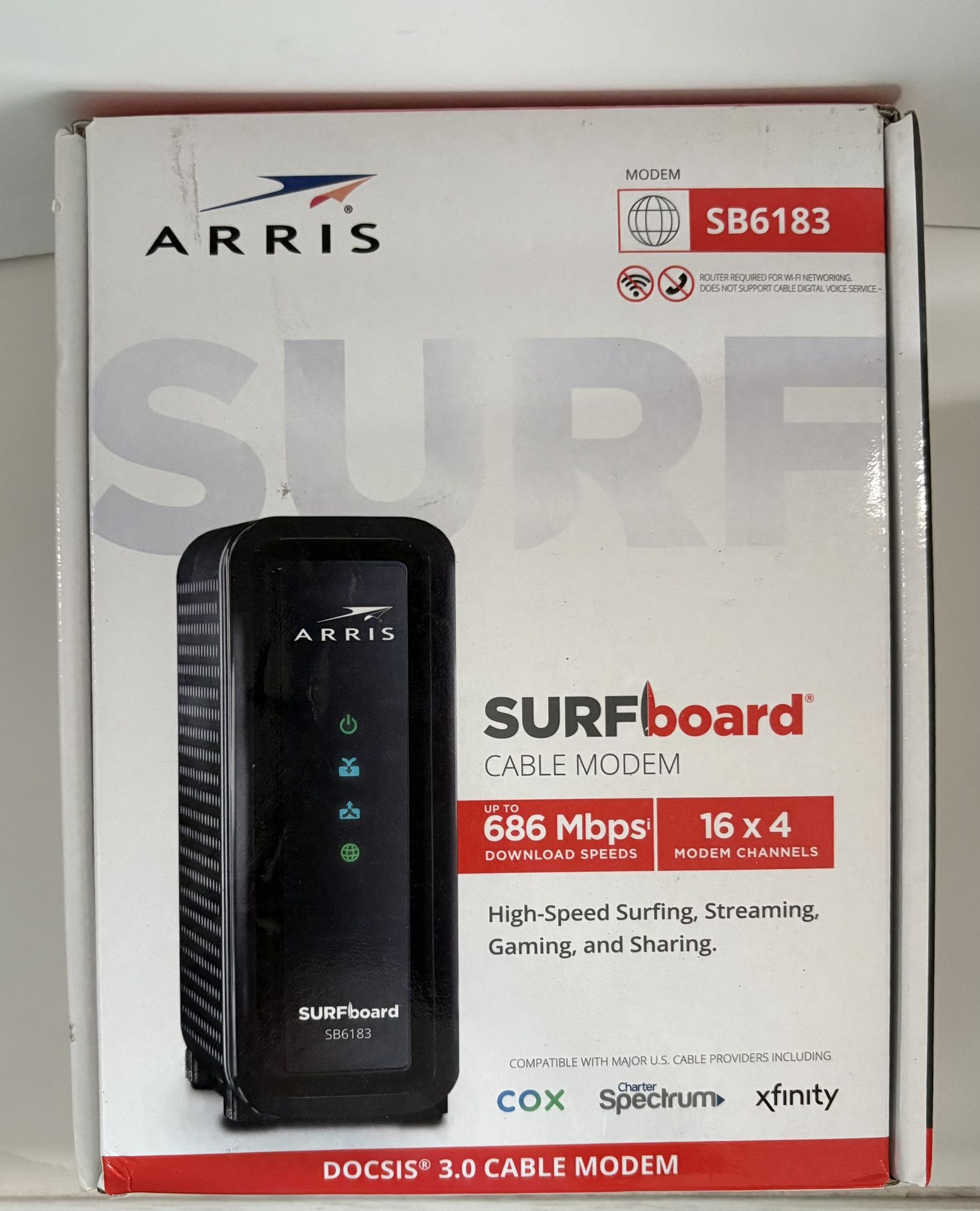 ARRIS SB6183 Surfboard 16x4 DOCSIS 3.0 Cable Modem - Black
