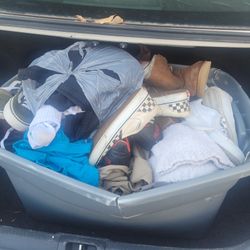 Assortment Of Clothing, Shoes And Wallets