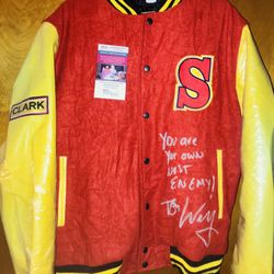 TOM WELLING SIGNED AUTOGRAPH CLARK KENT SMALLVILLE LETTERMAN JACKET INSC JSA COA