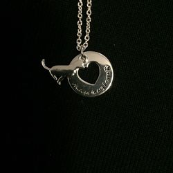 Sterling Silver Necklace With Dog & Disc Charms “Always In My Heart.”