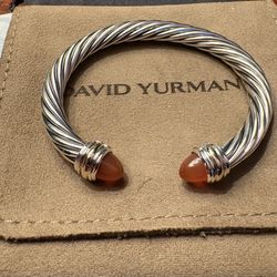 David Yurman Carnelian Cable Classic Bracelet 7m Two Tone