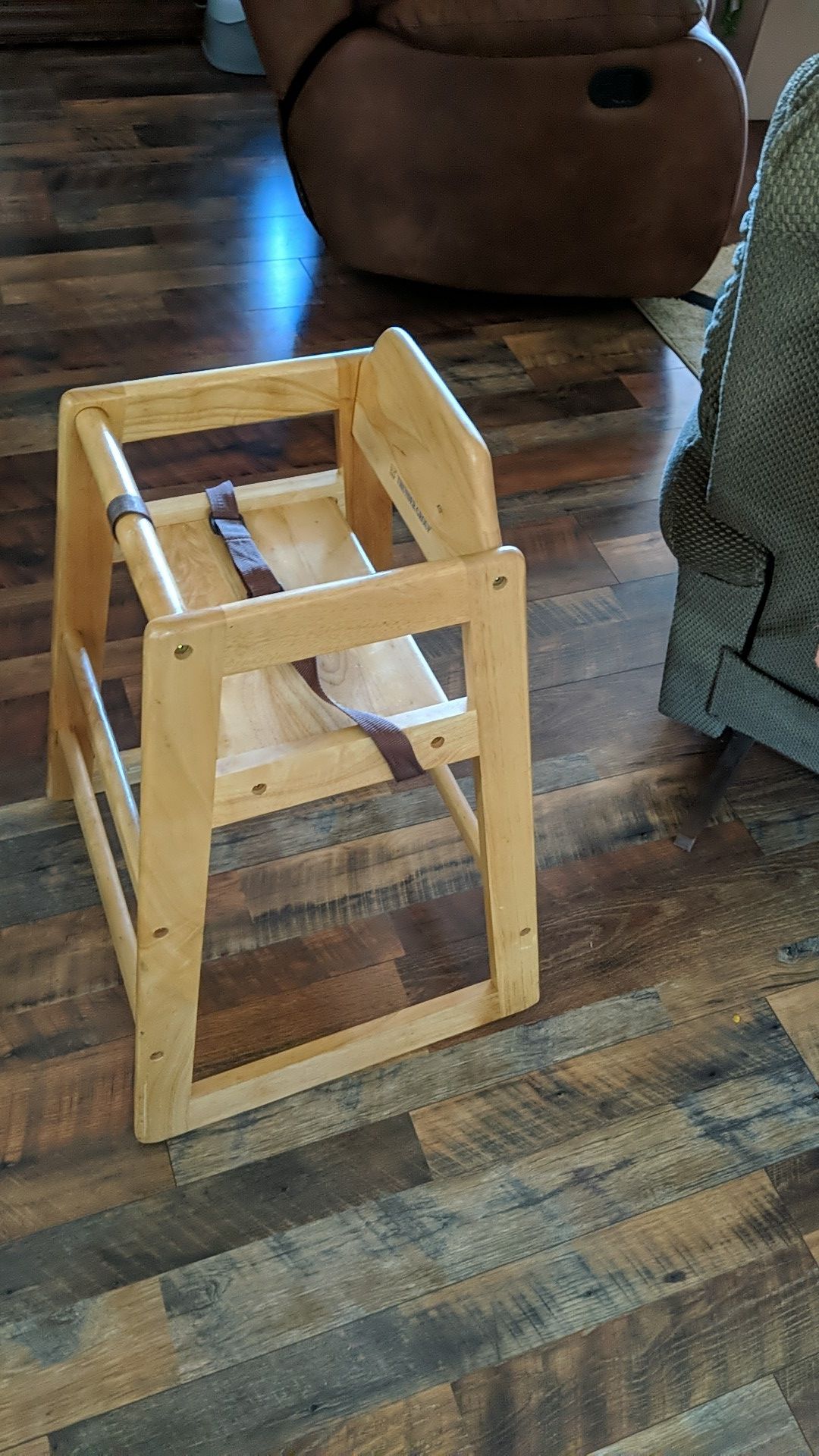 Restaurant Grade Wood High Chair; fits great under dining table