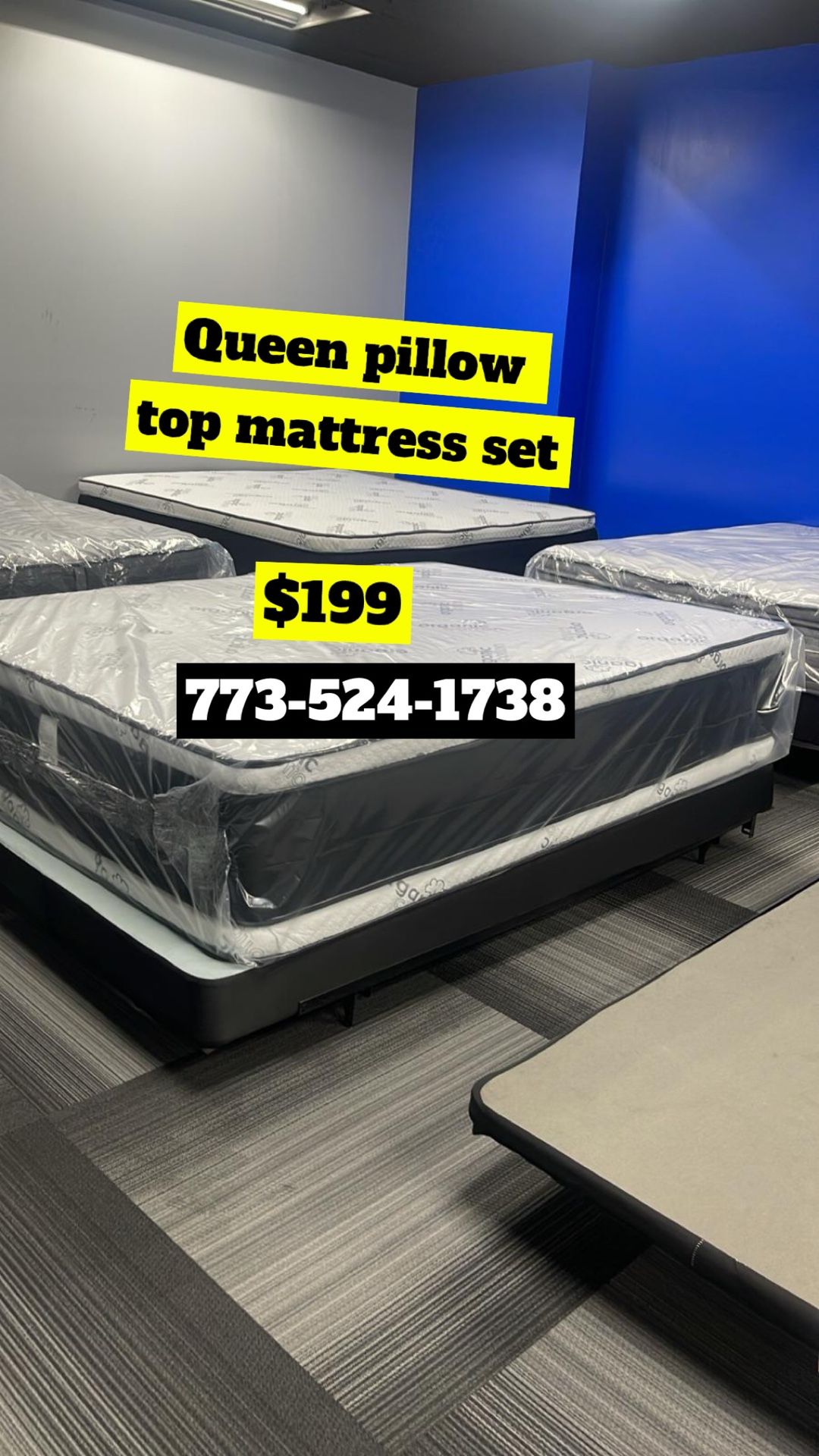 Queen Pillow Top Mattress With Box Spring For $199 Only π₯π₯π₯π₯π₯π₯