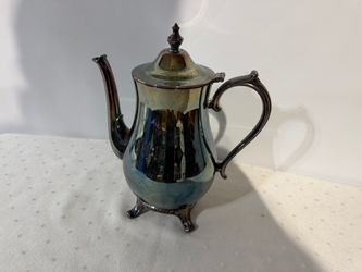 International Silver Co Silverplate Coffee Tea Pot 9581 Vintage Footed 9" Ornate