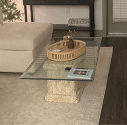 Stone and glass coffee table
