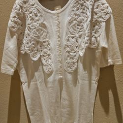 Women's M Size light-colored short-sleeve knit cardigan