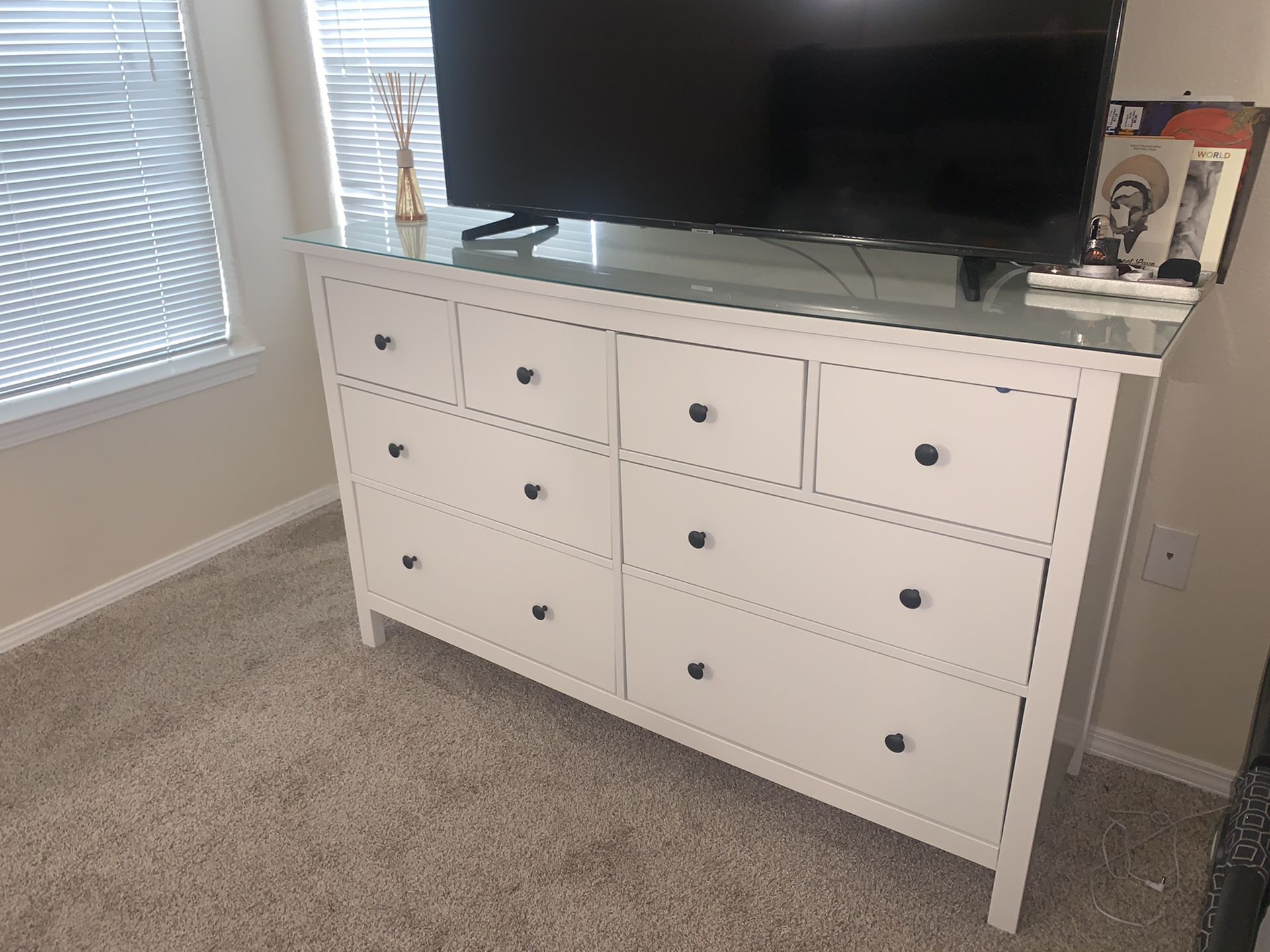 Ikea 8 Drawer Dresser with Glass topper