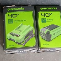 Greenworks 40 Volt Battery And Charger Brand New