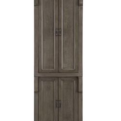 Home Decorators Collection Naples 24 in. W x 17 in. D x 74 in. H Gray Freestanding Linen Cabinet