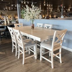 White 7pc Counter Height Dining Room Set 