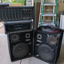 Complete PA System – Peavey Mixer + Power Amp + Speakers + Monitors + Stands + Cables – Ready to Use