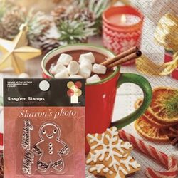 Snag'em CLEAR Stamps Gingerbread Man HAPPY HOLIDAYS