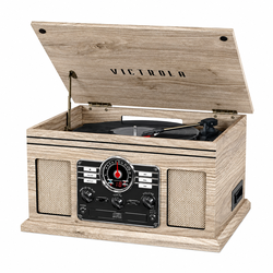 Victrola Quincy 6-in-1 Bluetooth Record Player – Oatmeal