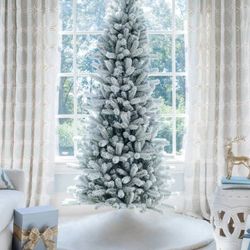 7.5' King Flock Slim Artificial Christmas Tree (Unlit)