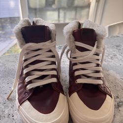 Vans x Kith Burgundy Leather High-Top Sneakers