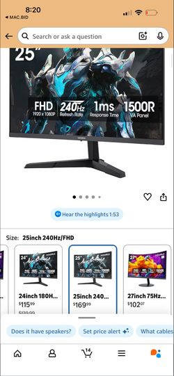BRAND NEW Curved Monitor 120 OBO