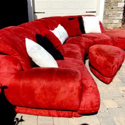 Gorgeous Modern Red Sectional With Ottoman 