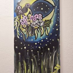 Moon With Flowers Aceylic Paintint