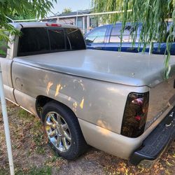 Silverado bed with tonneau cover & smoked taillights