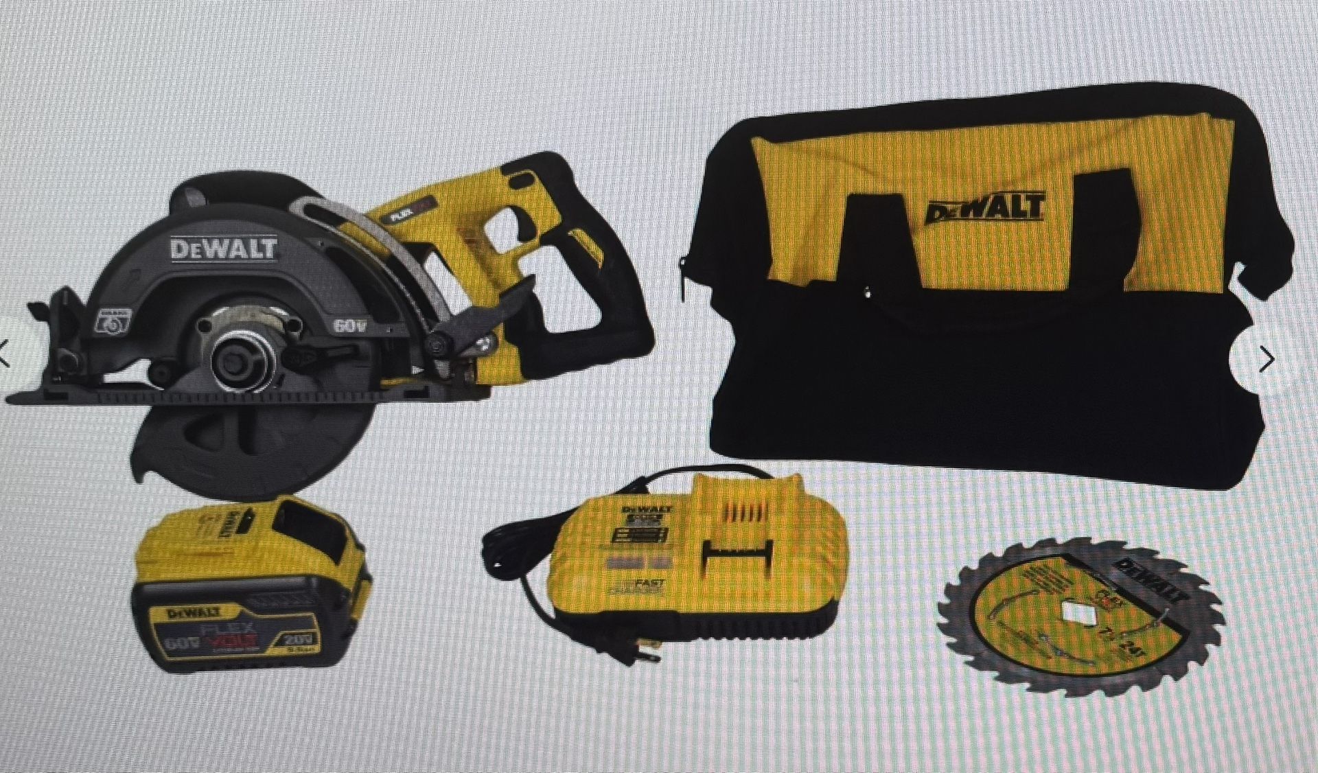 Dewalt Cordless 7-1/4 Saw - Brand New Open Box - Battery, Charger, Bag