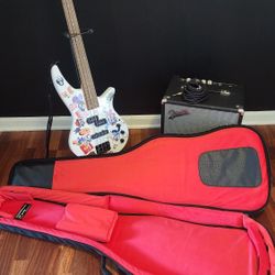 **RARELY USED** Jackson Bass + (Stand, Tuner, Strap, 10 Ft Cable) + Fender Amp + Gator Case