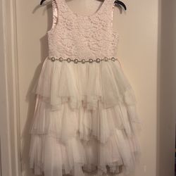 Girls size 8 Pink and white dress