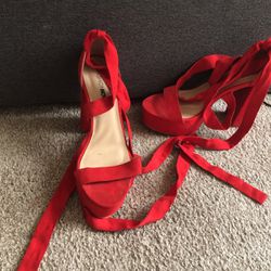 Ruby Red Platform Sandals