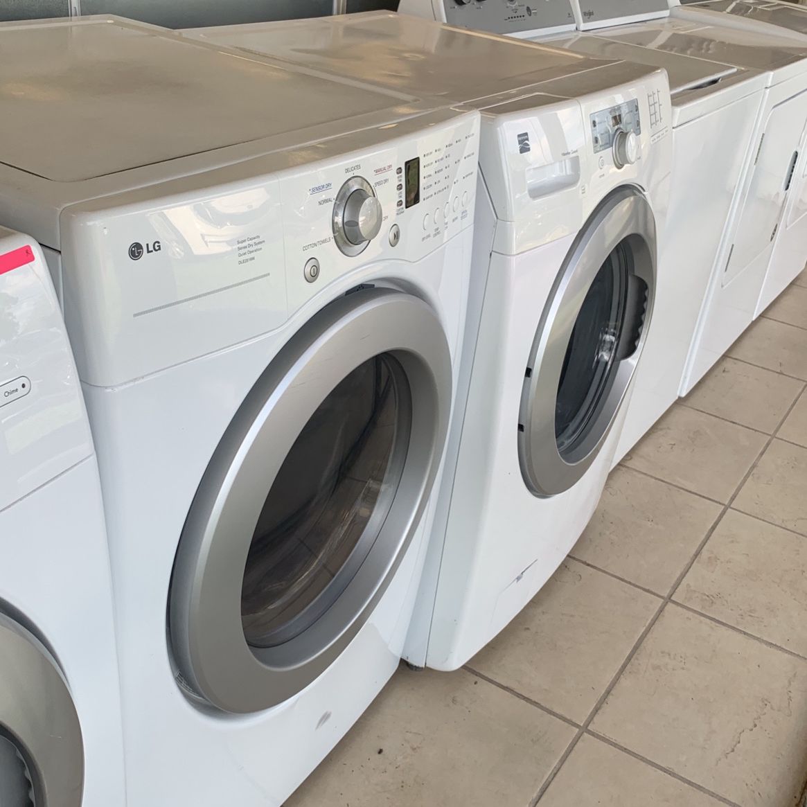 LG AND KENMORE WASHER AND DRYER MISMATCHED SET