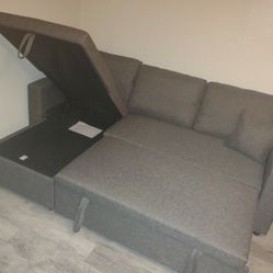 2pcs Sectional sofa w/pull out bed & Storage Chaise
