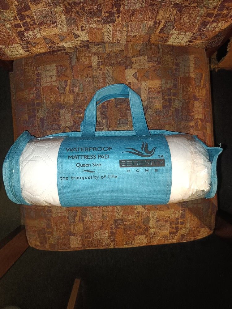 Queen Size 80"x60" Waterproof Mattress Pad/Protector- Serenity Home, Brand New Never Opened Not $45