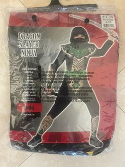 Boys 8-10 Medium Green And Black Ninja Costume