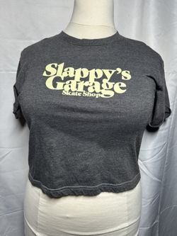 Slappy’s Garage Skate Shop Gray Crop Top