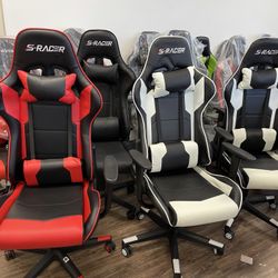 New Gaming Chair Office Chair High Back Computer Chair PU Leather Desk Chair PC Racing Executive Ergonomic Adjustable Swivel Task Chair with Headrest 